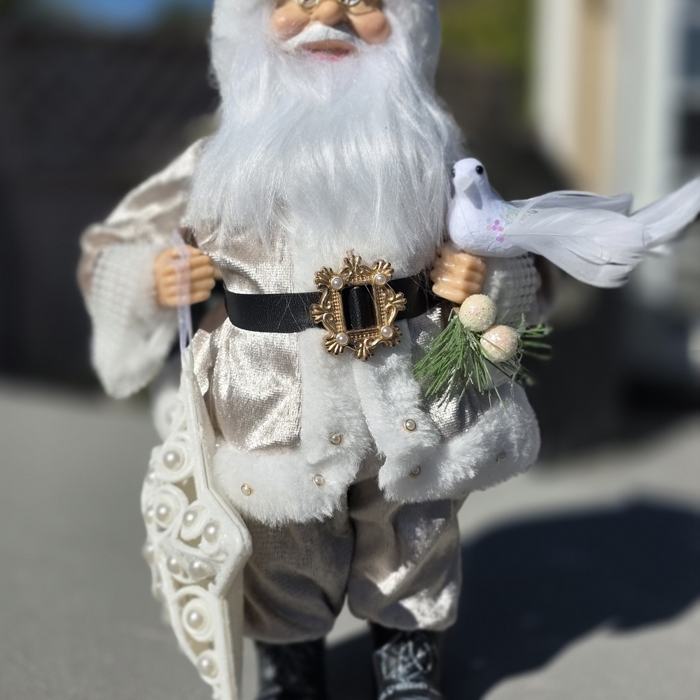 Artisan Silver and White Santa Figurine